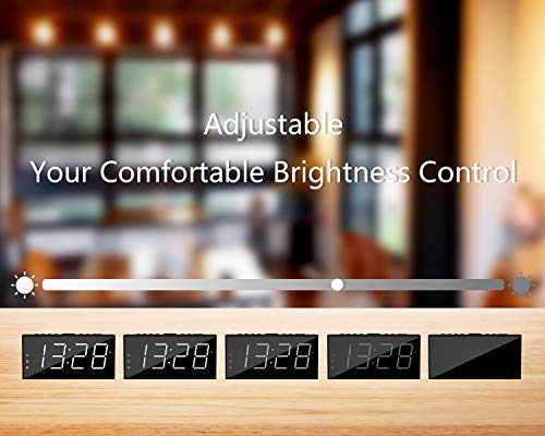 Alarm Clocks for Bedrooms LED Digital Clock Bedside Alarm Clock for Heavy Sleepers Dual Clock with USB Charger, Large White Digit Display, Big Easy Set Full Range Brightness Dimmer¡