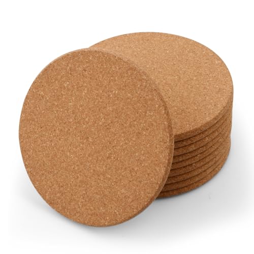 Lot de 10 Dessous De Verre Liege Rond, Dessous De Verre en LièGe RéUtilisables, sous-Verres pour Le Thé, Le Café, Les Cocktails, Les Accessoires De Bar, La Maison, Le Bureau, Le Restaurant