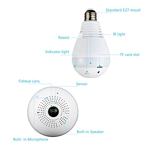 Image of securinnov 3MP Indoor WiFi Light Bulb Camera for Home Security | Smart LED Light Bulb CCTV Camera | Wireless Light Socket Bulb | Motion Detection | Mobile App Control (Bulb Camera)