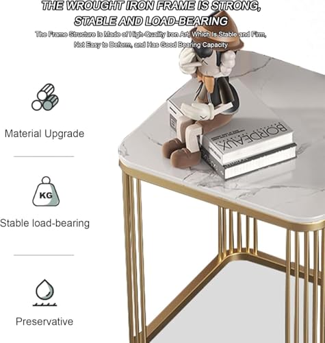 Image of Square Coffee Table and End Table for Living Room, Bedroo Coffee Table Balcony Garden, etc with Open Storage, Engineered Wood Surface Top (Golden-)