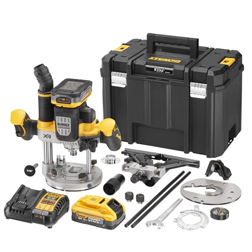 DEWALT 18V XR 1/2 inch Plunge Router with 2 Batteries x 5Ah UK Plug DCW620H2-GB