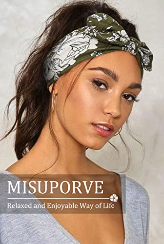 Misuporve Bow Headbands For Women Boho Cloth Headband Knotted Head Bands For Women’s Hair Rabbit Ears Knot Fashion Non Slip Hairbands Workout Elastic Bandana Hair Accessories 3 Pack #TOP4