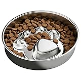 Futternapf für langsames Füttern, Edelstahl, rutschfester Futternapf für Zuhause, Küche, Wohnzimmer, Essbereich, Wohnung, Gewichtsmanagement, Verhaltenstraining