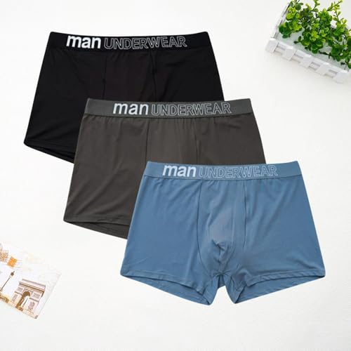 Cotton Boxer Briefs for Men 3-Pack Big and Tall Solid Color Stretch Comfy Underwear Breathable Cool Comfortable Short2