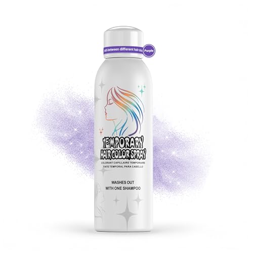 Purple Temporary Hair Color Spray for Adults Instant Colored Hair Dye Alternative Gentle Formula Non-Sticky Disposable Washable Party Cosplay Christmas Halloween 150ml
