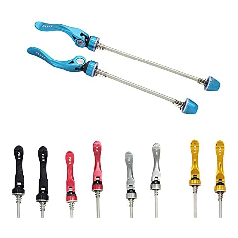 PLATT Bike Quick Release Skewers MTB Wheel Hub Skewers Front and Rear Axle Fit for Road Bike,Mountain Bike, BMX (Blue,1Pair) Cover