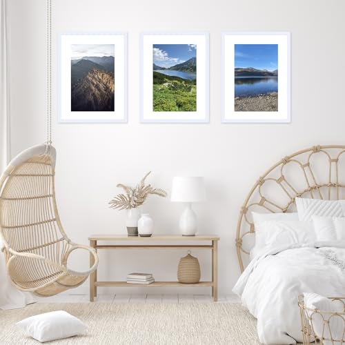 Image of JCJMY 19x25 Picture Frame with 16x22 Mat, Display Photo 16x22 with Mat or 19 x 25 Without Mat, Wall Hanging Large 19 by 25 Poster Frame with Plexiglass, White