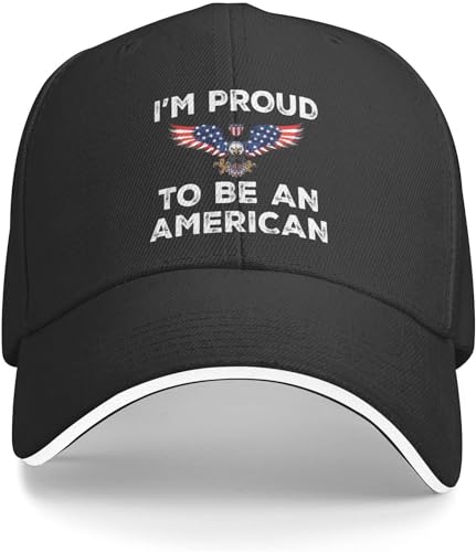 I'm Prouds to Be an American Hat for Men Baseball Cap Adjustable Hat Black