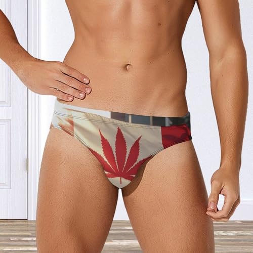 Canadian Weed Flag Mens Swim Briefs Sexy Bikini Swimwear Bathing Suits Trunks4