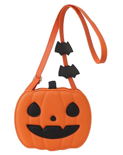 Halloween Pumpkin Purse PU Leather Pumpkin-Shaped Crossbody Sling Bag for Women