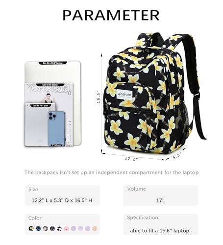 Image of abshoo Classical Basic Floral Womens School Backpack For College Teen Girls Water Resistant Bookbag (Floral Black D)