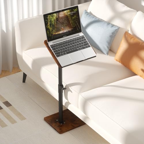 Image of YUHFERA Sofa Armrest Tray Table for Couch - 360 Swivel Height Adjustable End for Small Spaces, Snack Side Table for Bed or Chair with Phone & Tablet Slot (Rich,Angle Adjustable)