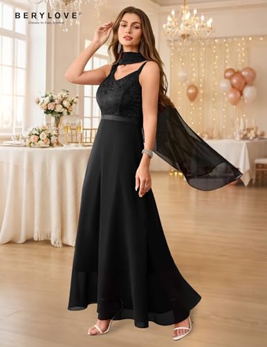 Image of BeryLove Summer Formal Wedding Guest Prom Dresses Sequin Cocktail Evening Lace Elegant Mother of The Bride Dress