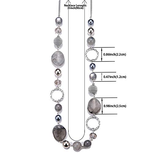 Pearl&Club Long Beaded Necklaces For Women - Sweater Chain Fashion Jewelry Necklace Gifts For Women (Grey) #TOP3