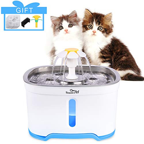 Beacon Pet 2.5L Pet Fountain Stainless Steel, 84oz 4 Modes Drinking Automatic Cat