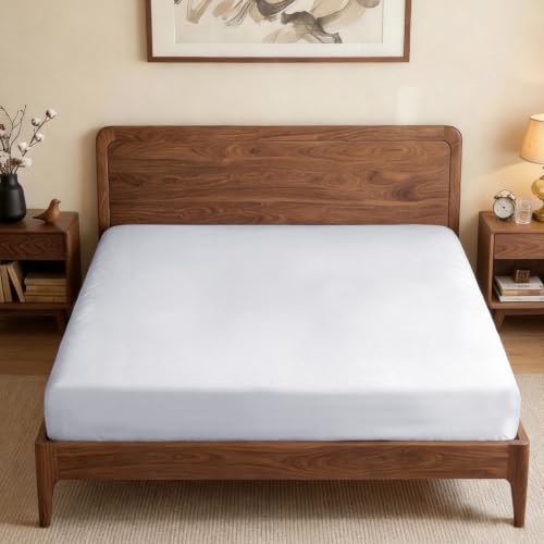 Image of Lirex Fitted Sheet, Twin XL Size 100% Egyptian Cotton 300 Thread Count Soft Breathable Fitted Sheet, 100x190cm, White