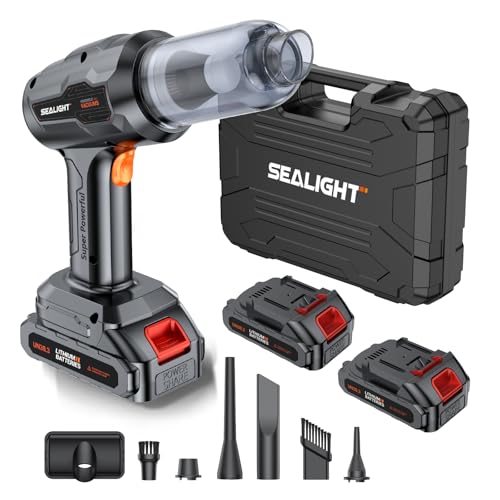 SEALIGHT Car Vacuum Portable Cordless, Handheld Cordless with High Power, Type-C Charging, 2 Suction Modes, Up to 40 Mins Runtime, Small Mini Vacuum for Car, Pet, Home