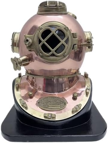18" Vintage US Navy Diving Diver Helmet - Copper Antique Nautical Diving Diver Helmet He for Home Decor
