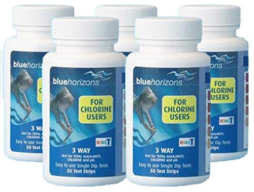 3 Way Chlorine Test Strips (5 x 50) One Dip Hot Tub Spa Pool Water Testing (250 Strips)