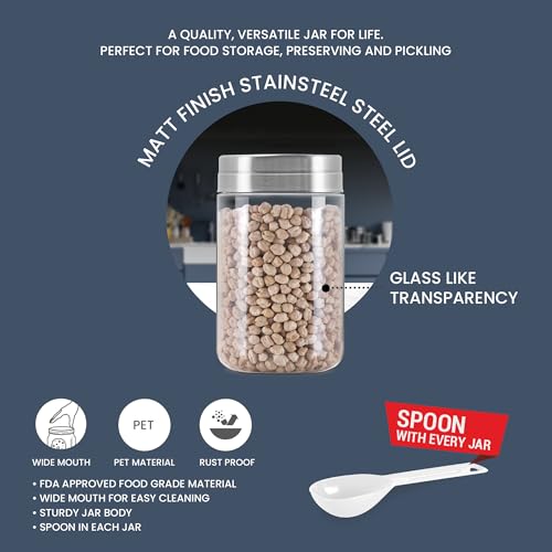 Image of MILTON Steel Seal 1500 Airtight Food Grade Modular Plastic Container | BPA Free, Stackable & Transparent | Wide Mouth with See-Through Lid | Ideal for Cereals, Pulses, Spices, Set of 2, 1500 ml each