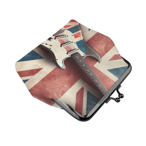 Pu Leather Buckle Coin Purse Guitar-British-Flag Girls Kiss-Lock Change Purse Wallets3