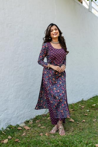 Image of GoSriKi Women's Cotton Blend Kurta with Pant & Dupatta