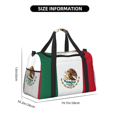 Flag of Mexico print Travel Duffle Bag Gym Bag for Women,Puffer Tote Bag,Weekender Overnight Bag Organizer4