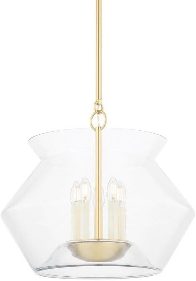 Hudson Valley Lighting Edmonton 5-Light Lantern, Aged Brass finish with clear glass shade