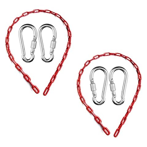 Ymeibe Pair Fully Coated Swing Chains 40 Inch with 4 Free Threaded Quick Links Water-Resistant Anti-Rust Iron Link Chains Plastic Coated for Playground Swing Seat Accessory (Red) Cover