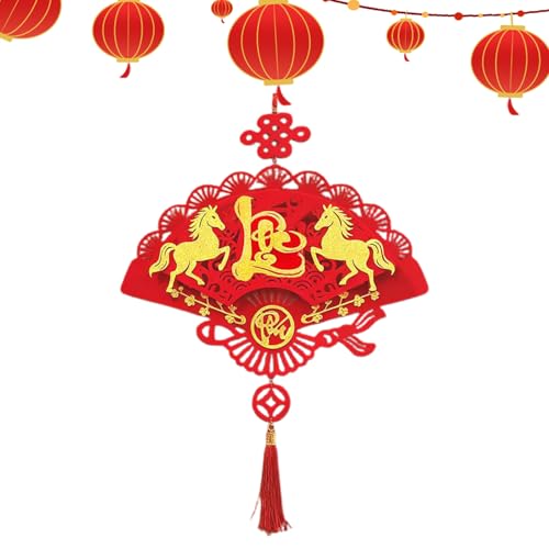 2026 Horse Year Ornament, Vietnamese Lunar New Year Pendant, Flat Display Decoration, Primavera Festival Accent, Elegant Home Decor for Living Room Bedroom Entryway, 17,72 x 15,75 pollici