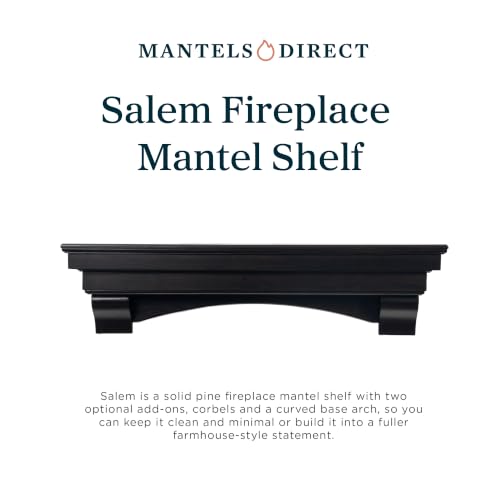 Image of MANTELSDIRECT Salem Wood Mantel Shelf with Arched Corbels - Espresso 48 Inch | Wooden Rustic Wall Mounted Shelf from Pine Wood - Perfect for Fireplaces, TVs & Decor