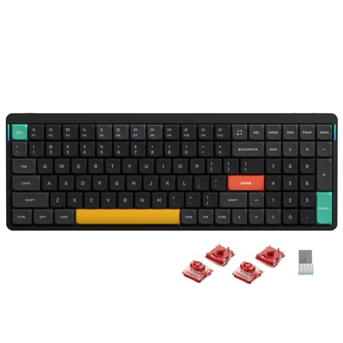 Image of nuphy Air96 V2 Wireless Mechanical Keyboard,100 Keys RGB Backlit Keyboard,Supports Bluetooth 5.1,2.4G and Wired Connection,for PC /Laptop /Windows /Mac -Black Gateron Cowberry Switch