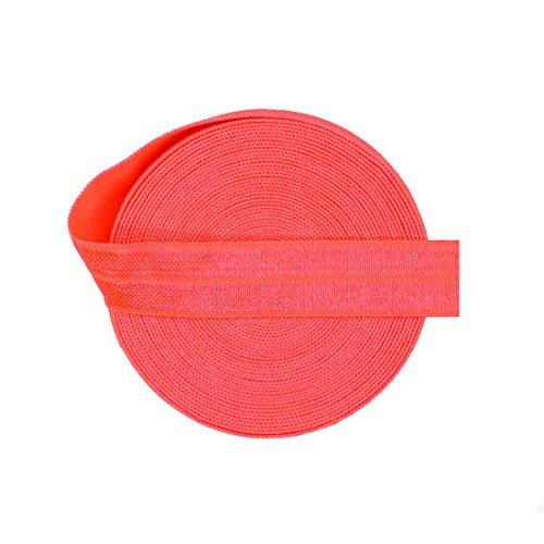 Diy Park 5 Yard 5/8" Neon Color Fold Over Elastic Spandex Satin Band Lace Baby Headband Sewing Trim(Neon Orange) #TOP16