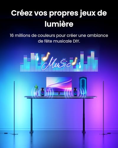 SwitchBot Matter Lampadaire sur Pied Salon, RGBCCT Lampe sur Pied avec Télécommande, Fonctionne avec Apple Home, Alexa, Google Home, Blanc Chaud et Froid, 16 Millions Couleurs, 1200lm, Musique Sync - 6