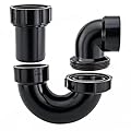 Lesso ABS Adjustable P Trap1 1/2 Inch for RV Drain Bathroom Kitchen Sink Drain Pipe Tubular Kit with White Threaded Adapter Ring