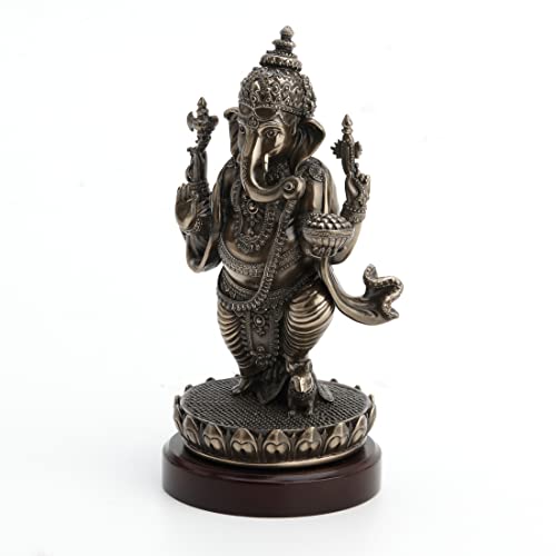 Estatua de Lord Ganesha con base de madera miniatura 3