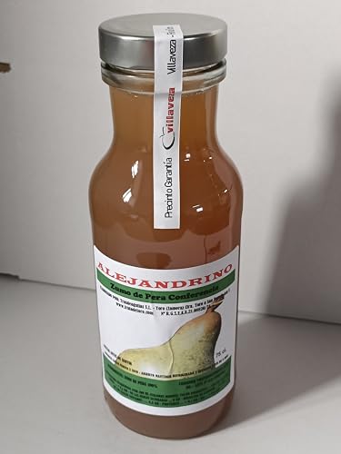 ALEJANDRINO Zumo Natural Pera Conferencia 750 cl cien por cien exprimida; Sin aditivos añadidos; sin agua añadida; sin azucares añadidos; apto y producto para veganos y sin gluten. 3 botellas 75 cl.