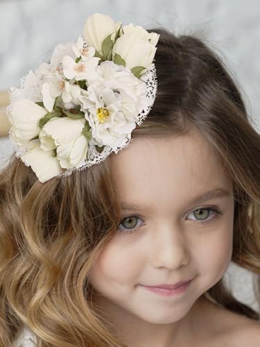 Bohend Tea Party White Fascinators Hats Flower Hat Fancy Lace Hair Clip Wedding Accessories for Girls2