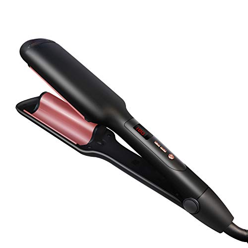 UKLISS Deep Barrel Hair Waver crimper hair for long hair Women, hair curlingTourmaline Ceramic Barrel Beachy Crimper Hair Iron with Adjustable LED Temperature (Black)