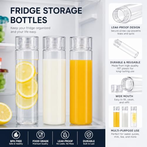 Image of H2O 1 Litre Each Water Bottle Set of 3- Crystal Clear, BPA-Free, Breakproof & Leakproof | Fridge Safe Transparent PET Bottles | Made in India | Ideal for School, Office, Kitchen & Travel
