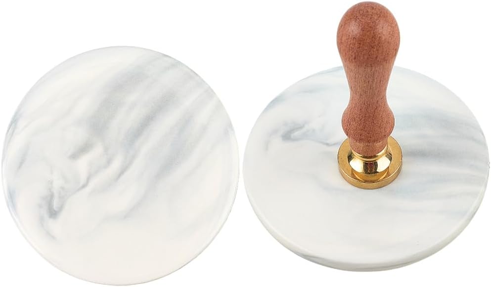 CRASPIRE Gray Wax Sealing Pad Ceramic Round Stamp Mat Marble Durable Heat Resistant Easy Demoulding Plate Seal Non-Stick Absorbent Backing Board for Letter Documents Drink Cup Coaster Craft Decor Gift