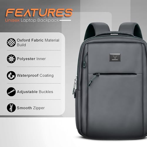 Image of REDHORNS 25L Waterproof 15.6-inch Laptop Backpack for Men and Women, Unisex Travel Laptop Bag /Office Bag /School Bag /College Bag /Business Bag with Multiple Compartments (Grey)