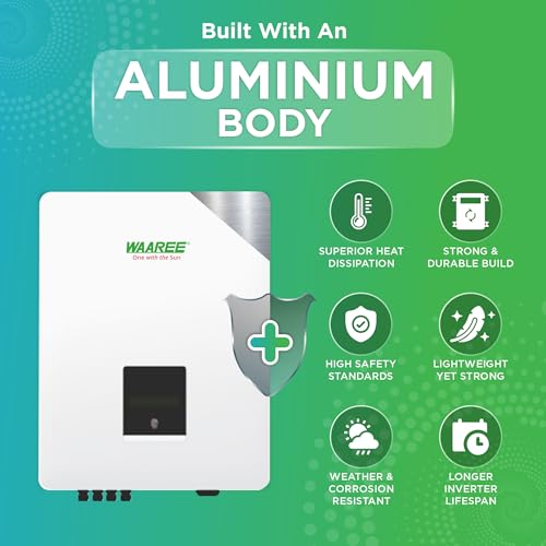 Image of WAAREE 8kW Three Phase Solar Inverter | High Efficiency Grid-Tie Inverter | 1100V Max Input | 98% Efficiency | LCD Touch Display | WiFi & App Monitoring | Pack of 1