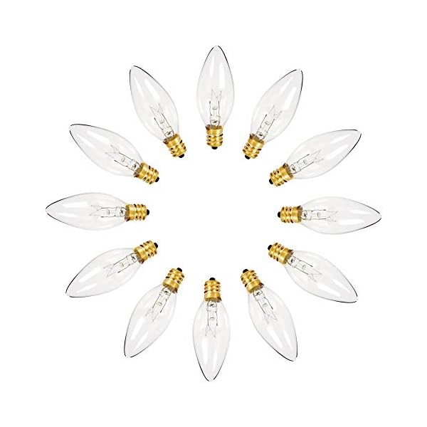 - 12 Crystal Clear Torpedo Tip Candelabra Replacement Bulbs - Great for Electric Window Candle Lamps - 7W - 120 Volts… – Bild 3