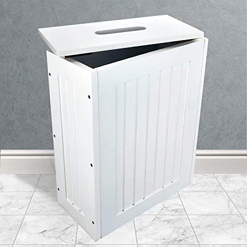 Christow White Laundry Box Wooden Bathroom Storage Basket Linen Clothes