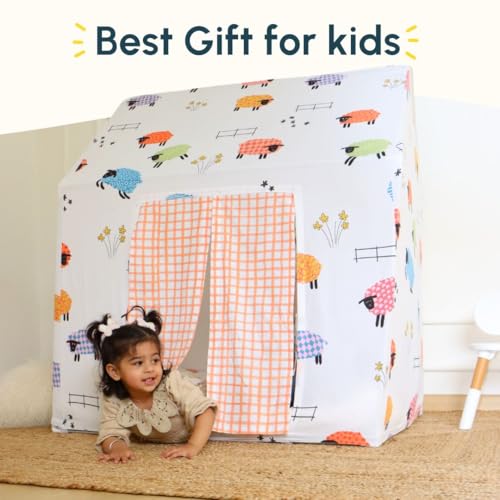 Image of Curious Cub Kids Tent House |Tent for Kids 2 to 5 Years|Play House for Children with Curtains & Easy Setup| Ideal for Screen Free Play Time,Pretend Play,Reading & Sleep Zone| Gift for Children