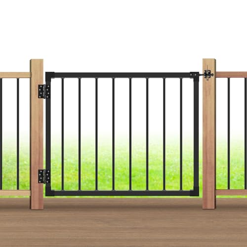 36+2 H x 4 ft. W Deck Railing Gate Extra-Height Safety Gate with Latch & Hinges Textured Black AAMA 2604 Powder-Coat Finish for Decks Porches & Balconies (1 Gate)
