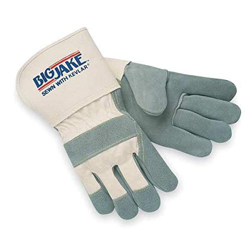 MCR Safety 1710M Big Jake Cow Leather Sewn Kevlar Gloves with 4-1/2-Inch Gauntlet Cuff, Natural Pearl, Medium, 1-Pair