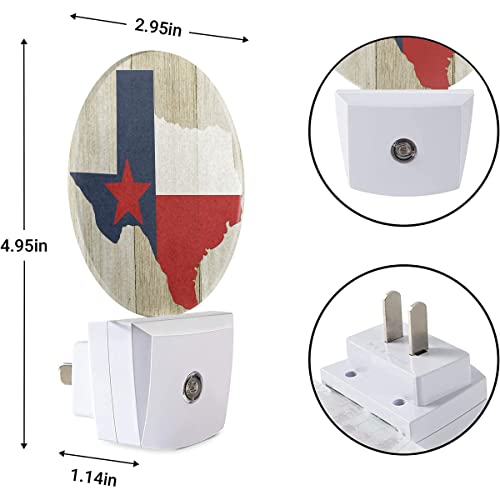 Image of EKOBLA Texas Flag Night Light, Texas State Rustic Night Lights Plug Into Wall with Dusk to Dawn Sensor, 0.5W
