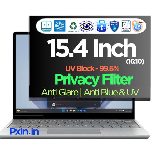 Image of Pxin 15.4 Inch (16:10) Laptop Privacy Screen | Adv. StealthView | Laptop Ultra Privacy | Anti UV | Anti-Glare | Blue Light Block